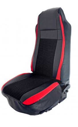 Seat Cover Leatherette & Fabric w/ Red Strip