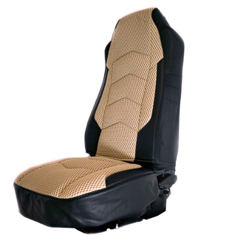 Seat Cover Leatherette & Mesh Fabric (Black/Tan)