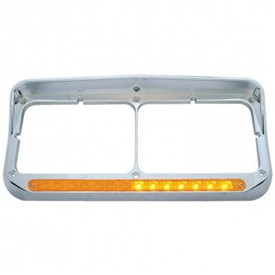 Sequential LED Dual Headlight Bezel w/ Visor (Driver) - Amber LED/Amber Lens