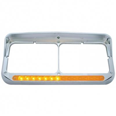 Sequential LED Dual Headlight Bezel w/ Visor (Passenger) - Amber LED/Amber Lens
