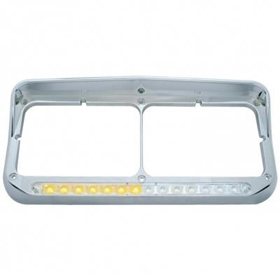 Sequential LED Dual Headlight Bezel w/ Visor (Passenger) - Amber LED/Clear Lens