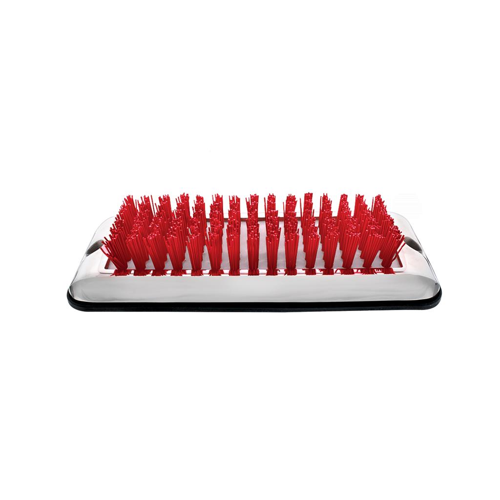 Shoe/Boot Scraper W/ Red Brush - Stainless Steel