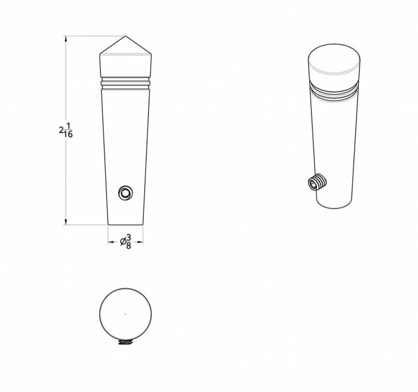 Short Peterbilt Toggle Switch Extension - Pointed