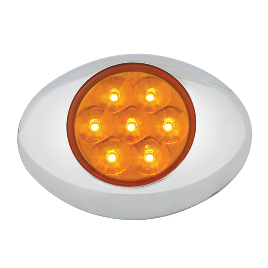 Small Low Profile Surface Mount Pearl LED Marker & Turn Light w/ Chrome Bezel Amber/Amber