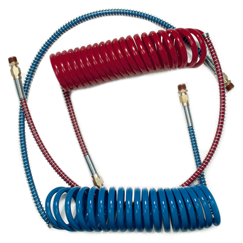 Spring Coil Air Line Red/Blue (Dot) 15' + 40'' W/Swivel Fitting