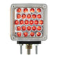 Square Double Face Pearl LED Pedestal Light. Amber/Red Clear Lens. Driver Side