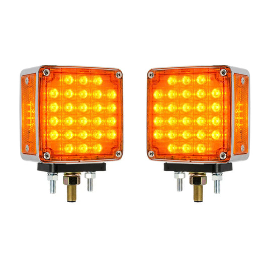 Square Double Face Smart Dynamic Led Pedestal Light Amber/Red (Pair)