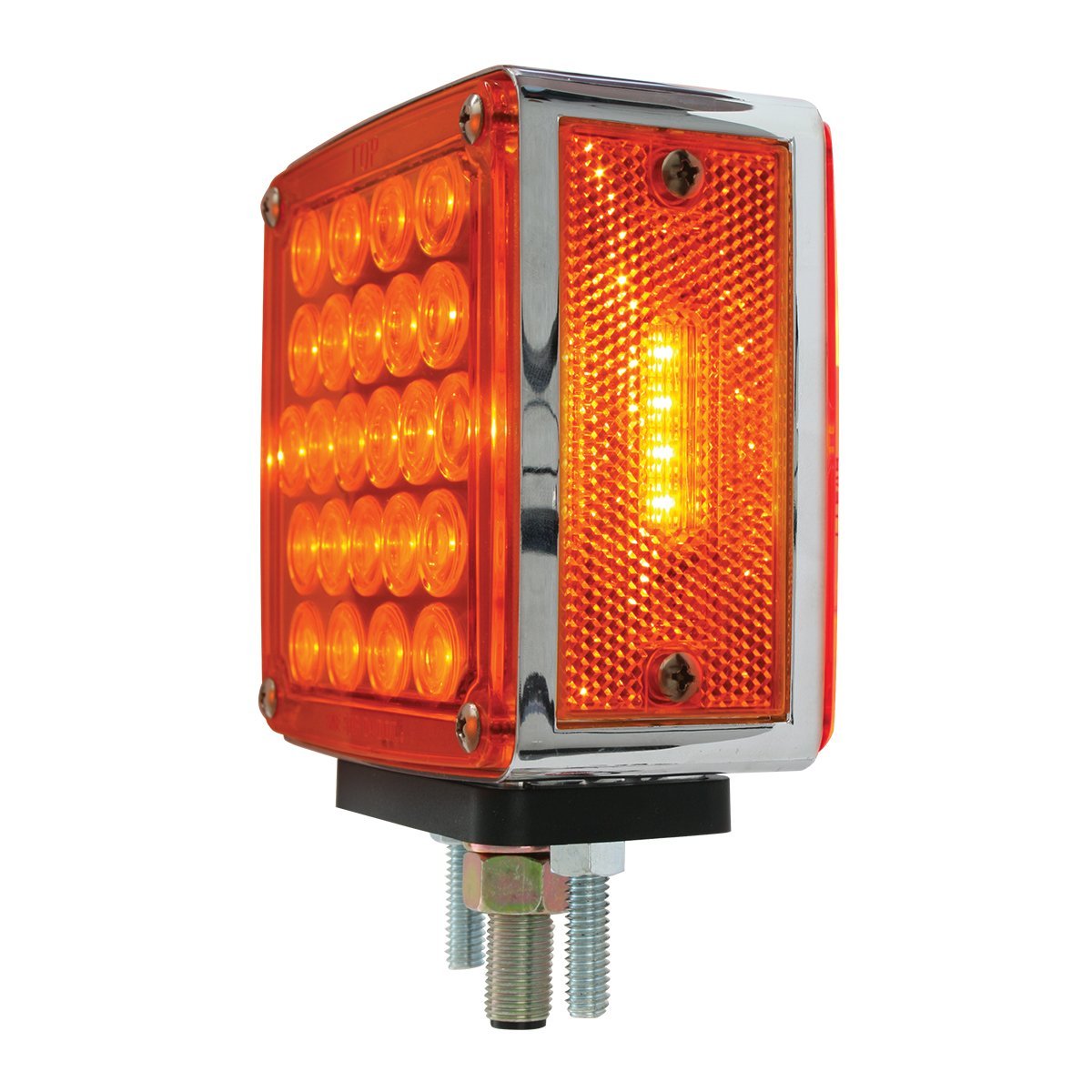 Square Two Faces, Amber/Red LED Color Lens - Driver Side