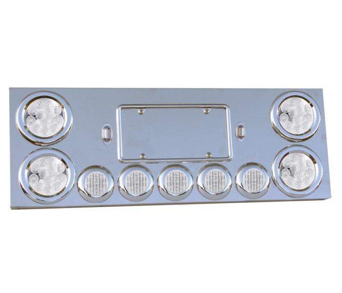 Stainless Steel Rear Center Panel With 4 X & 5 2 1/2 Clear Leds License Leds. ( Tled-F4R Tled-F2Hr Tbez-4Ch4 Tbez-2Hch4 Tb-C7W) - Lighting