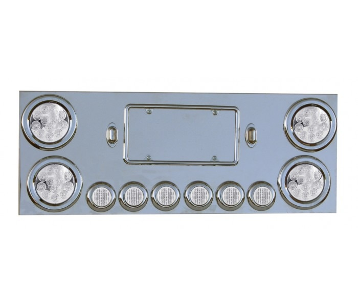 Stainless Steel Rear Center Panel With 4 X & 6 2 Clear Leds License (Tled-48Cr Tbez-4Ch4 Tled-2Tr And Tbez-2Ch4) - Lighting Accessories