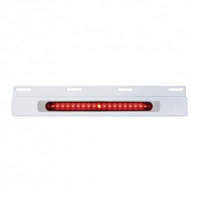 Stainless Steel Top Mud Flap Plate w/ 19 LED Light Bar & Bezel - Red LED/Red Lens