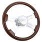 Steering Wheel 16" Classic Mahogany Wood Rim, Chrome 4-Spoke w/Slot Cut Outs, Chrome Bezel, Chrome Horn Button