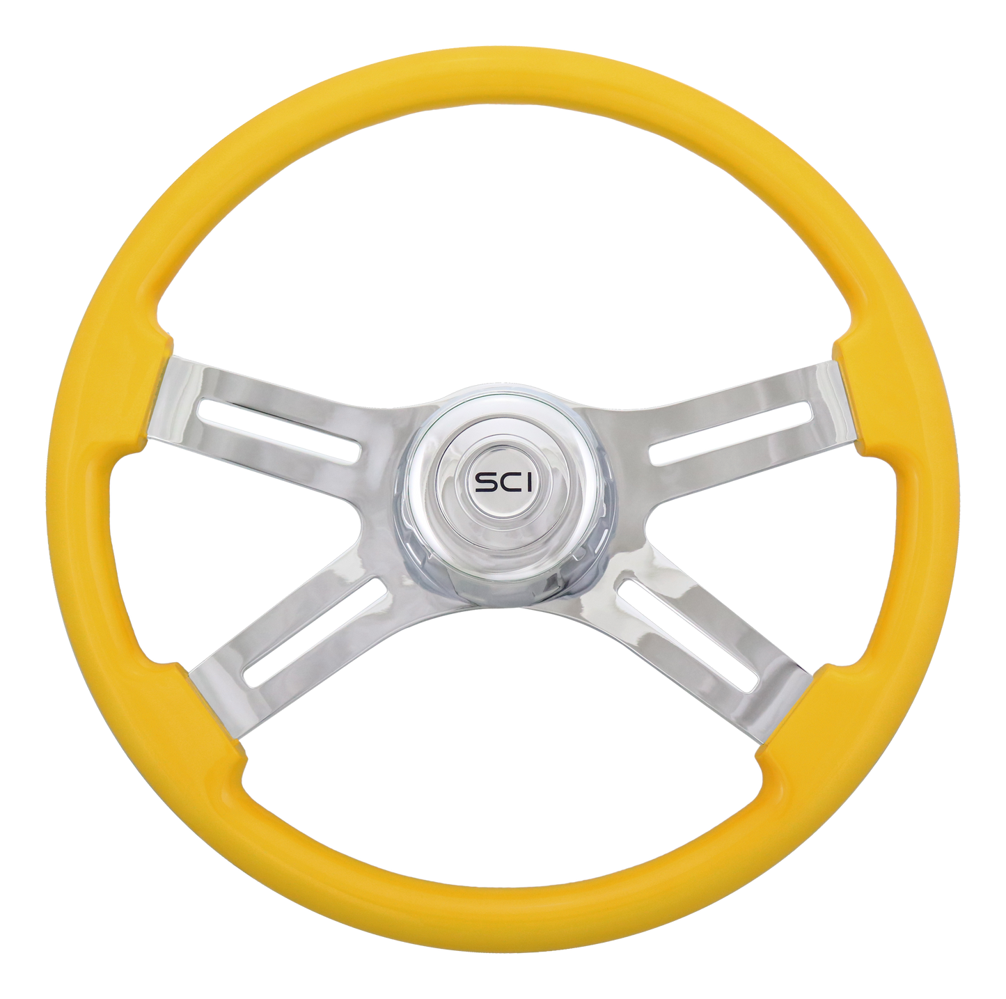 Steering Wheel 18"  Classic 4 Spoke Wood Yellow Steering Wheel