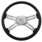 Steering Wheel 18" Classic Black, Chrome 4-Spoke, Chrome 4-Spoke w/ Slot Cut Outs.