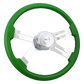 Steering Wheel 18" Classic Green, Chrome 4-Spoke, Chrome 4-Spoke w/ Slot Cut Outs.