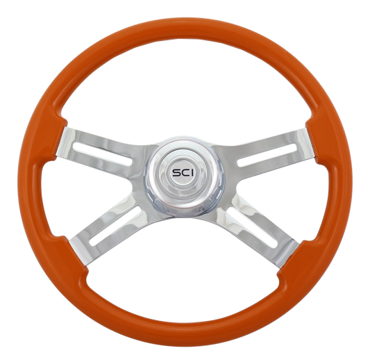 Steering Wheel 18" Orange 4 Spoke