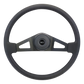 Steering Wheel 18" Pinion Polyurethane Rim, Black 2- Spoke w/Triangle Cut Outs Steering Wheel, Black Textured Bezel, Black Horn Button-Logo