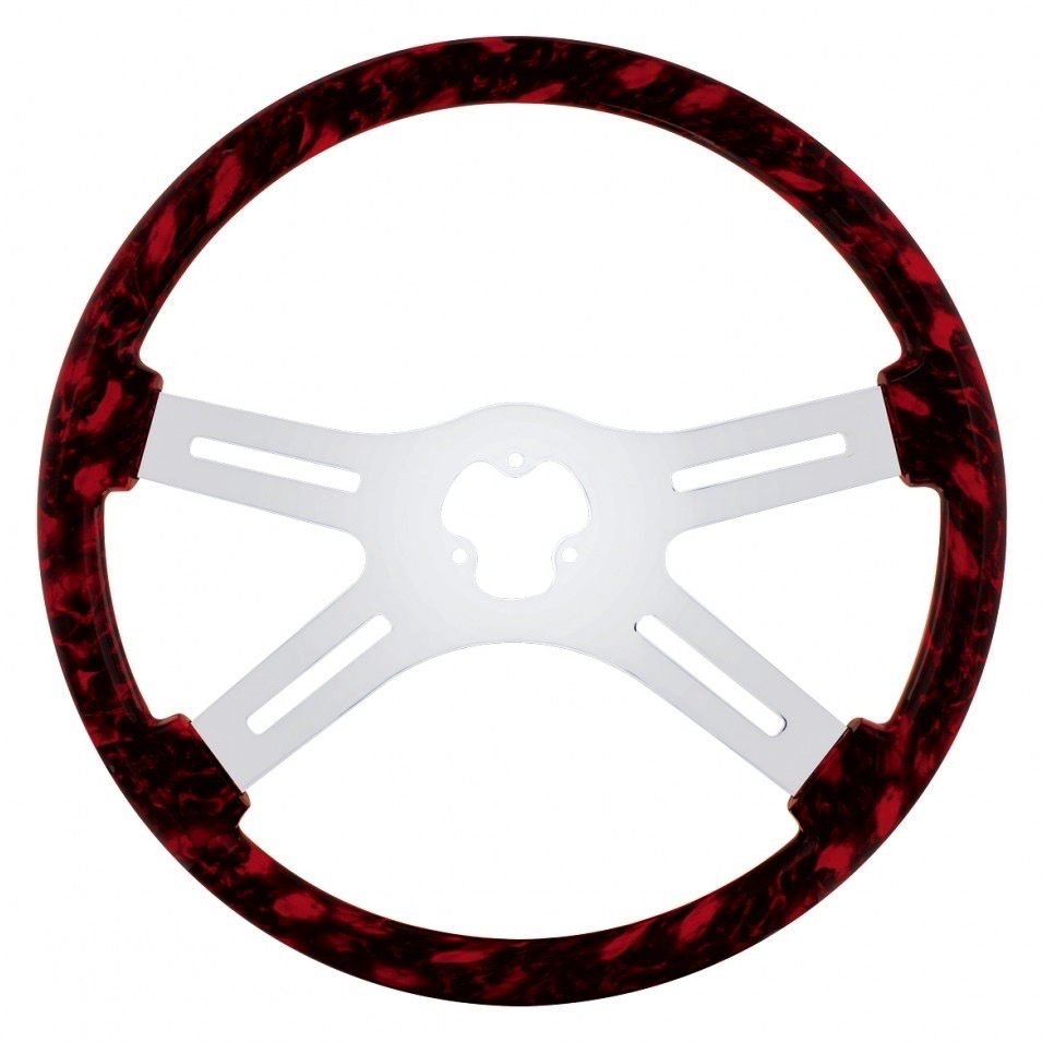 Steering Wheel 18" Skull Only With Hydro-Dip Finish Wood - Red