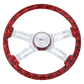 Steering Wheel 18" Skulls Viper Red. Matching bezel. Skulls Viper Red - Printed Wood Rim, Chrome 4-Spoke w/ Slot Cut Outs