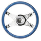 Steering Wheel 18" Wood Blue - 4 Spoke Trident