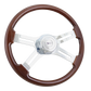 Steering Wheel 18" Wood Classic, Chrome 4-Spoke, Chrome 4-Spoke w/ Slot Cut Outs.