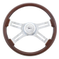 Steering Wheel 18" Wood Classic, Chrome 4-Spoke, Chrome 4-Spoke w/ Slot Cut Outs.