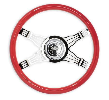 Steering Wheel 18" Wood Red - 4 Spoke Trident