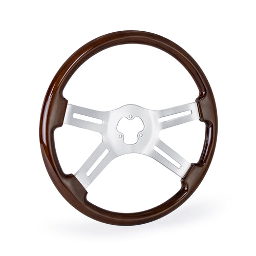 Steering Wheel 4 Spoke 18" Mahogany Wood Classic Style