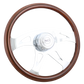 Steering Wheel Ace w/Black Line - 18" Wood Rim, Chrome 4-Spoke w/Cut Outs, Chrome Bezel, Chrome Horn Button - SCI Logo