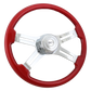 Steering Wheel Classic Red 18", Chrome 4-Spoke, Chrome 4-Spoke w/ Slot Cut Outs.