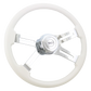Steering Wheel Classic White 18", Chrome 4-Spoke, Chrome 4-Spoke w/ Slot Cut Outs.