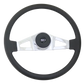 Steering Wheel  Guardian - 18" Polyurethane Rim, Chrome 2-Spoke w/Triangle Cut Outs, Chrome Bezel, Black Horn Button - Black SCI Logo