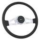 Steering Wheel  Guardian - 18" Polyurethane Rim, Chrome 2-Spoke w/Triangle Cut Outs, Chrome Bezel, Black Horn Button - Black SCI Logo