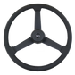 Steering Wheel Hoss - 20" Black Leather Rim, Black 3-Spoke, Black Metal Textured Bezel, Black Horn Button - Black SCI Logo