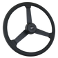 Steering Wheel Hoss - 20" Black Leather Rim, Black 3-Spoke, Black Metal Textured Bezel, Black Horn Button - Black SCI Logo