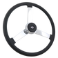 Steering Wheel Lawrence - 20" Polyurethane Rim, Chrome 3-Spoke, Chrome Bezel, Black Horn Button - Black SCI Logo