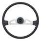 Steering Wheel Lincoln - 20" Polyurethane Rim, Chrome 2-Spoke w/Triangle Cut Outs, Chrome Bezel, Black Horn Button - Black SCI Logo