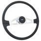 Steering Wheel Lincoln - 20" Polyurethane Rim, Chrome 2-Spoke w/Triangle Cut Outs, Chrome Bezel, Black Horn Button - Black SCI Logo