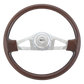 Steering Wheel Pinion Mahogany - 18'' Wood Rim, Chrome 2-Spoke w/Triangle Cut Outs, Chrome Bezel, Chrome Horn Button