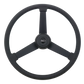 Steering Wheel The Beast - 20" Black Polyurethane Rim, Painted Black 3-Spoke, Black Metal Textured Bezel, Black Horn Button - Black SCI Logo