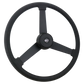 Steering Wheel The Beast - 20" Black Polyurethane Rim, Painted Black 3-Spoke, Black Metal Textured Bezel, Black Horn Button - Black SCI Logo