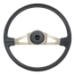 Steering Wheel Thunderbolt - 20" Polyurethane Rim, Nickel Plated 2-Spoke w/ Triangle Cut Outs, Black Textured Bezel, Baclk HB - Black SCI Logo