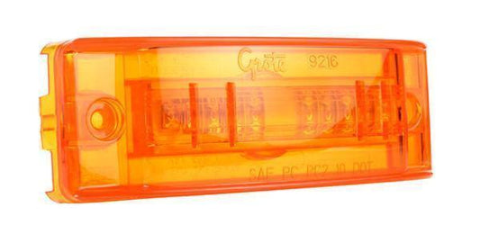 SuperNovaÂ® Sealed Rectangular TurtlebackÂ® II LED Clearance Marker Lights. Dual Intensity, Optic Lens, Male Pin./ Amber