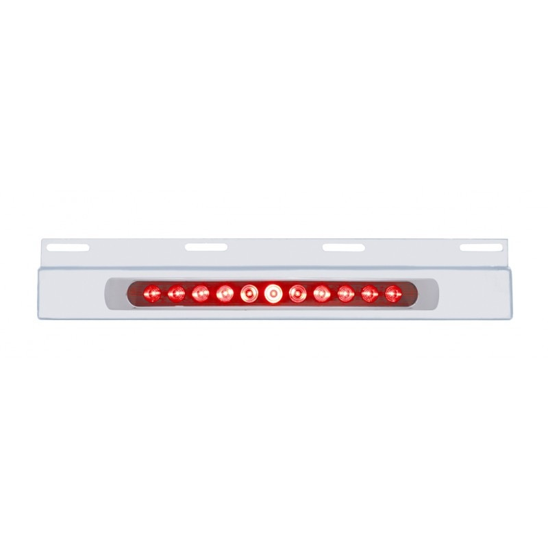 Stainless Top Mud Flap Plate W/ 11 Led Light Bar & Bezel - Red Led/red Lens - Lighting Accessories