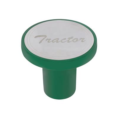 ''Tractor'' Aluminum Screw-On Air Valve Knob w/ Stainless Plaque - Emerald Green