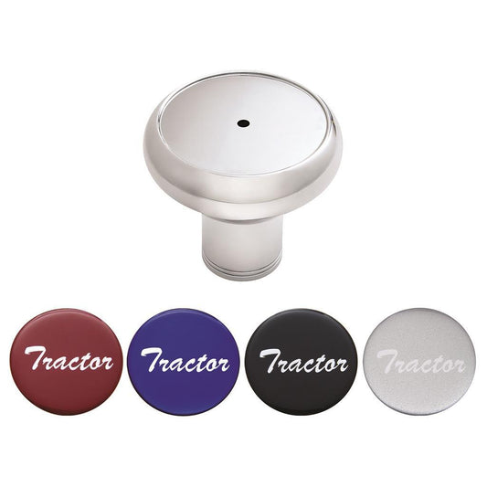 "Tractor" Chrome Deluxe Aluminum Screw-On Air Valve Knob w/ Multi Color