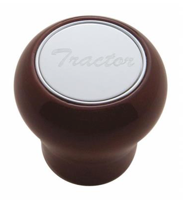 " Tractor " Wood Air Valve Knob - Stainless Plaque