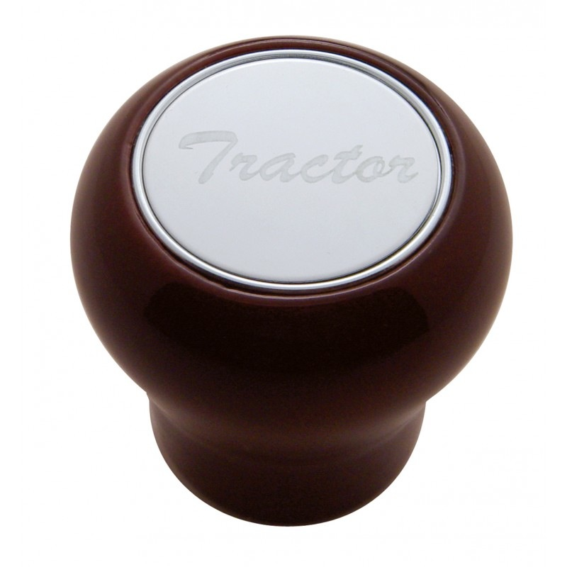 Tractor Wood Air Valve Knob - Stainless Plaque Cab Interior