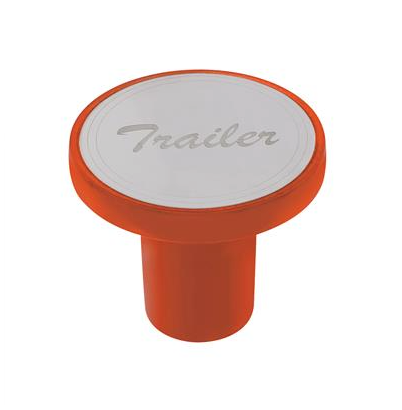 ''Trailer'' Aluminum Screw-On Air Valve Knob w/ Stainless Plaque - Cadmium Orange