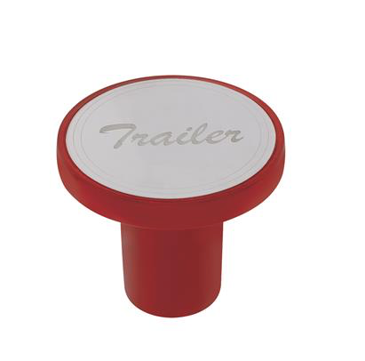 ''Trailer'' Aluminum Screw-On Air Valve Knob w/ Stainless Plaque - Candy Red